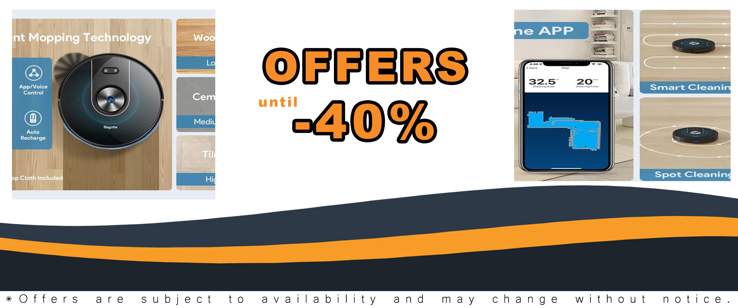 Robot Vacuum Cleaner BG800MAX with 3000Pa suction and gyro navigation