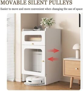 Robot Vacuum Cleaner Storage Cabinet with 2 Door Freestanding Design for Home Organizer
