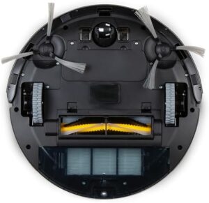 Domo Robot Vacuum Cleaner in Black, featuring a powerful lithium battery and smart navigation for efficient home cleaning.