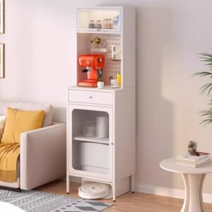 Tall Office Storage Cabinet with Doors and Shelves for Robot Vacuum - Neat and Stylish