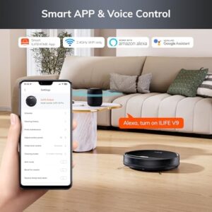 ILIFE V9 Robot Vacuum Cleaner, Black - Powerful suction, smart navigation, and long battery life