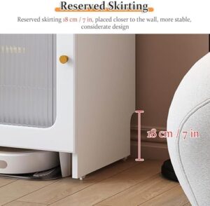 JYHHCYS Wood Shelf Space Saver with Wheels, Floorstanding Robot Vacuum Cleaner Shelf with Deep Storage Drawers