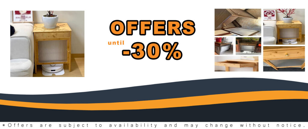 Heavy Duty Modern Sweeper Robot Storage Side Table in a natural finish, perfect for hiding robot vacuums and offering stylish storage