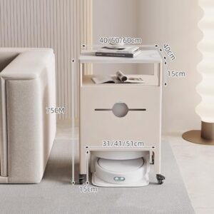Tall Office Storage Cabinet for Robot Vacuum and Mop Self Emptying with storage space and wheels