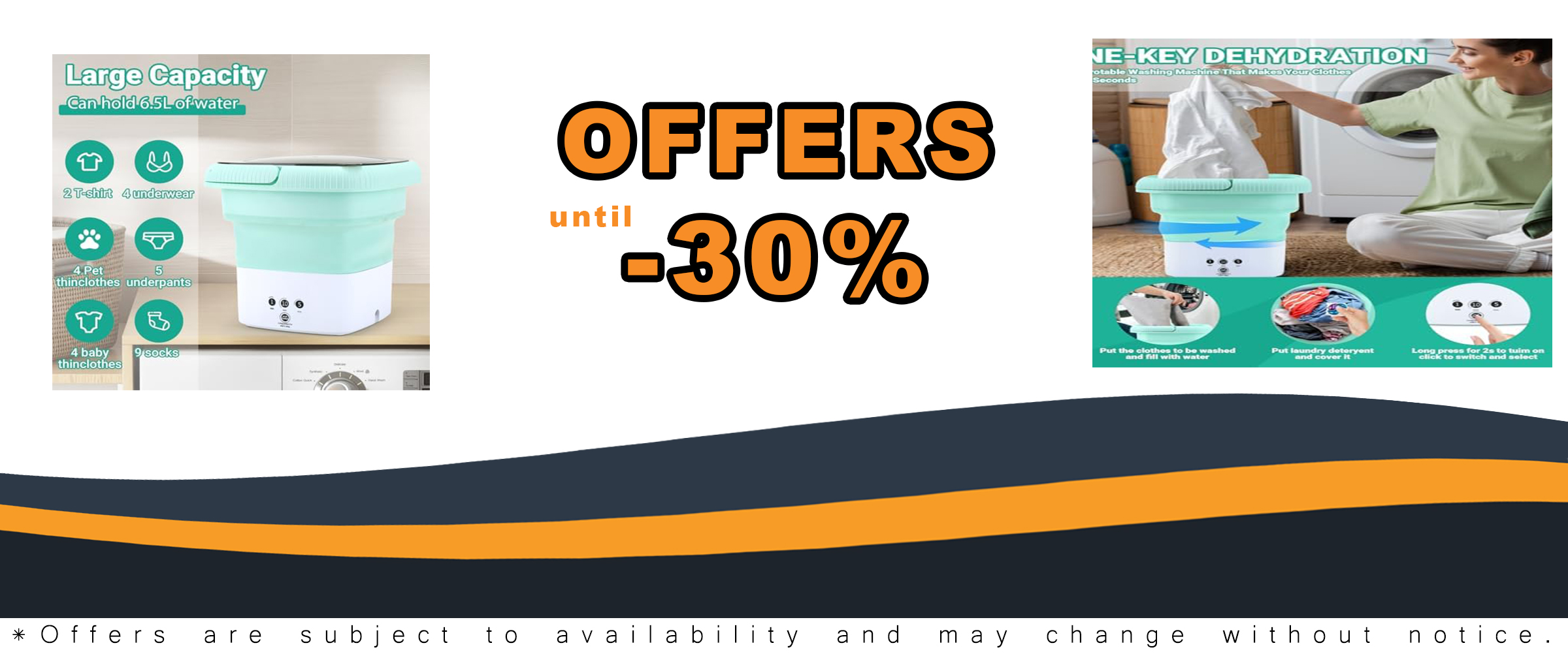 Portable Washing Machine with 7L capacity, ideal for small clothes and deep cleaning  