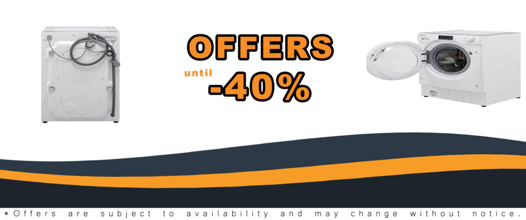 Candy CBW 47D1E Integrated Washing Machine in white, showcasing the 7 Kg load capacity and modern design
