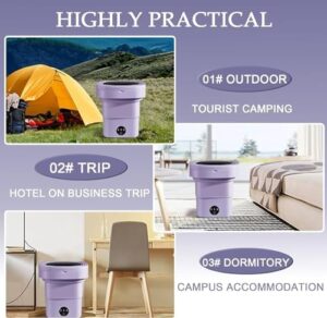 Portable washing machine for apartments, dormitories, and hotels, featuring an 8L foldable design and deep cleaning for delicate items.  