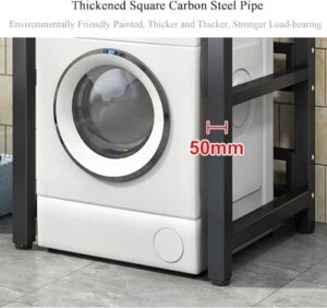 LYGBDSS Storage Rack Above The Washing Machine with Black Frame and Teak Color