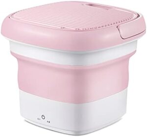 Foldable Portable Washing Machine in Pink with High-Speed Turbine and Super Silent Motor  