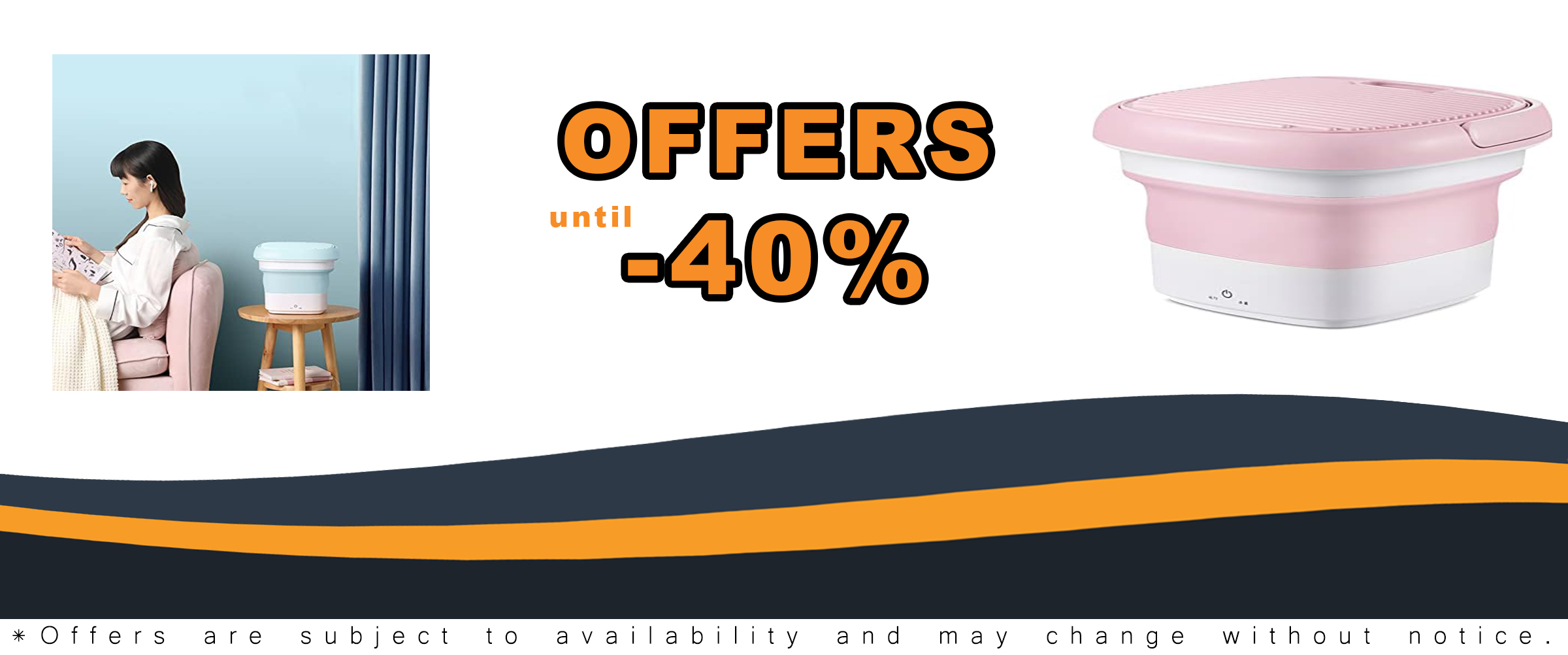 Foldable Portable Washing Machine in Pink with High-Speed Turbine and Super Silent Motor  