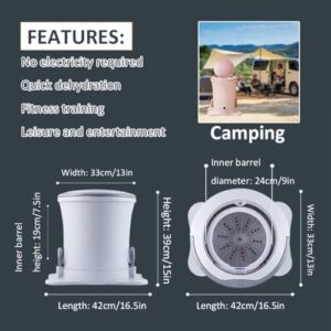Manual Clothes Dryer Foot Powered Washing Machine, Non-Electric 8L Capacity, Light Blue, Portable Dehydrator for Camping, Apartments, and Dorms