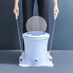 Manual Clothes Dryer Foot Powered Washing Machine, Non-Electric 8L Capacity, Light Blue, Portable Dehydrator for Camping, Apartments, and Dorms
