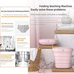 ADITAM Stacked Washing Machine - Portable 9L Foldable Washing Machine for Underwear, Camping, RV in Pink Color