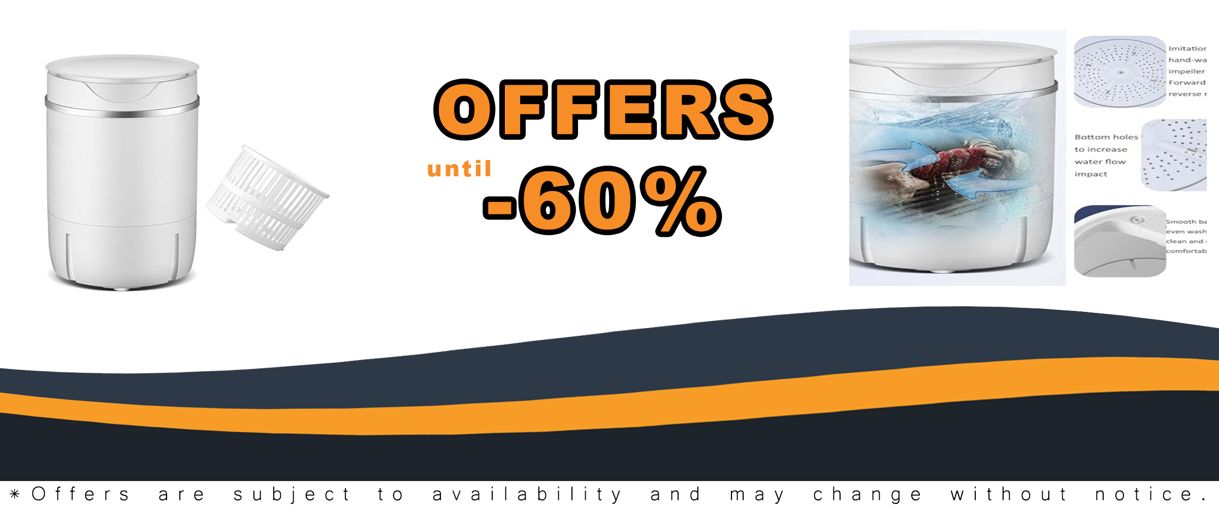 FfiMe Compact Washing Machine - Portable 2-in-1 Washer and Spin Dryer for Apartments and Dorms