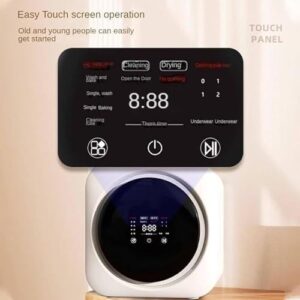 Compact, space-saving washing machine with intelligent roller technology and wall-mountable design for efficient washing and drying.
