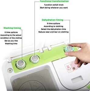 JTRHD Portable Washer Spin Dryer Mini Washing Machine in Green, ideal for travel and camping
