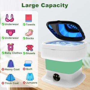 Mini Washing Machine, 12L Foldable Portable Washer and Dryer, Collapsible Compact Washer for Socks, Baby Clothes, and Small Laundry
