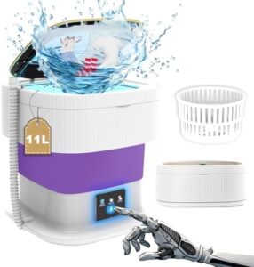 Portable washing machine with foldable design, 3 cleaning modes, and 10L capacity ideal for travel, camping, and small spaces