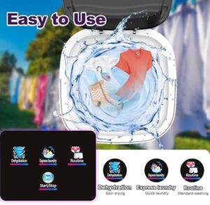 Portable washing machine with foldable design, 3 cleaning modes, and 10L capacity ideal for travel, camping, and small spaces