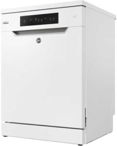 Hoover HF4C7L0W-80 14 Place WiFi Dishwasher in white, showcasing its sleek design and WiFi connectivity features