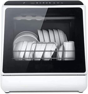 Fully Automatic Portable Countertop Dishwasher with LED light and air-dry function for energy-efficient cleaning