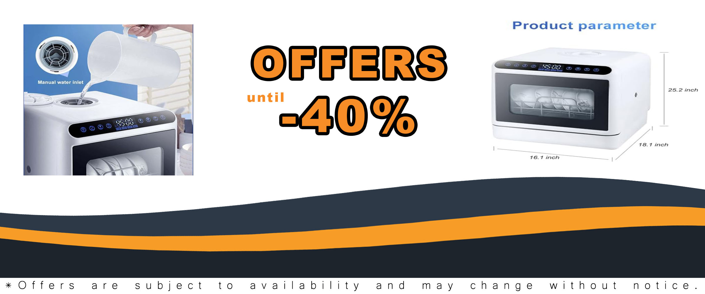 Portable Countertop Mini Dishwasher with 4 Programs and Auto Dry Feature  