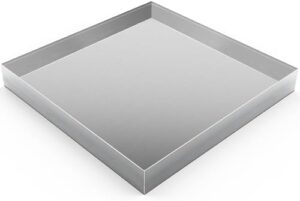 32" x 30" x 3" washing machine drain pan with anti-slip bottom and brushed stainless steel finish