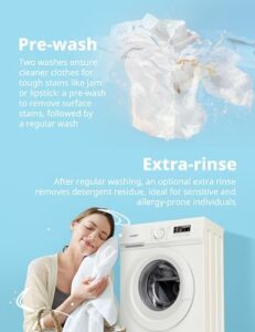 COMFEE' CFE10EW70/W Freestanding Washing Machine in White, Ultra Slim Design with 7KG Load Capacity