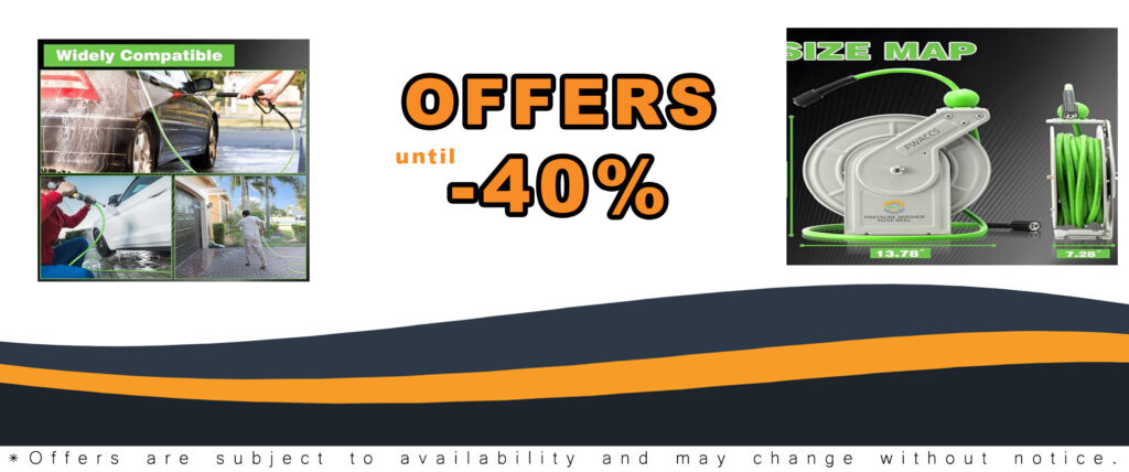 PWACCS Retractable Pressure Washer Hose Reel with Automatic Rewind and 3600 PSI