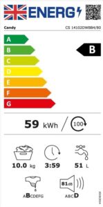 Candy Smart CS 14102DWBB4/80 10kg Washing Machine in black with smart connectivity