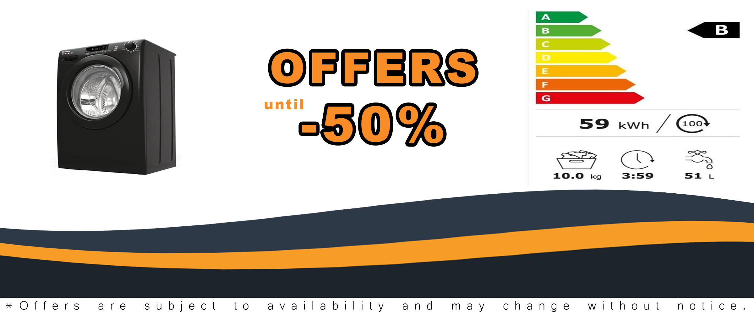 Candy Smart CS 14102DWBB4/80 10kg Washing Machine in black with smart connectivity