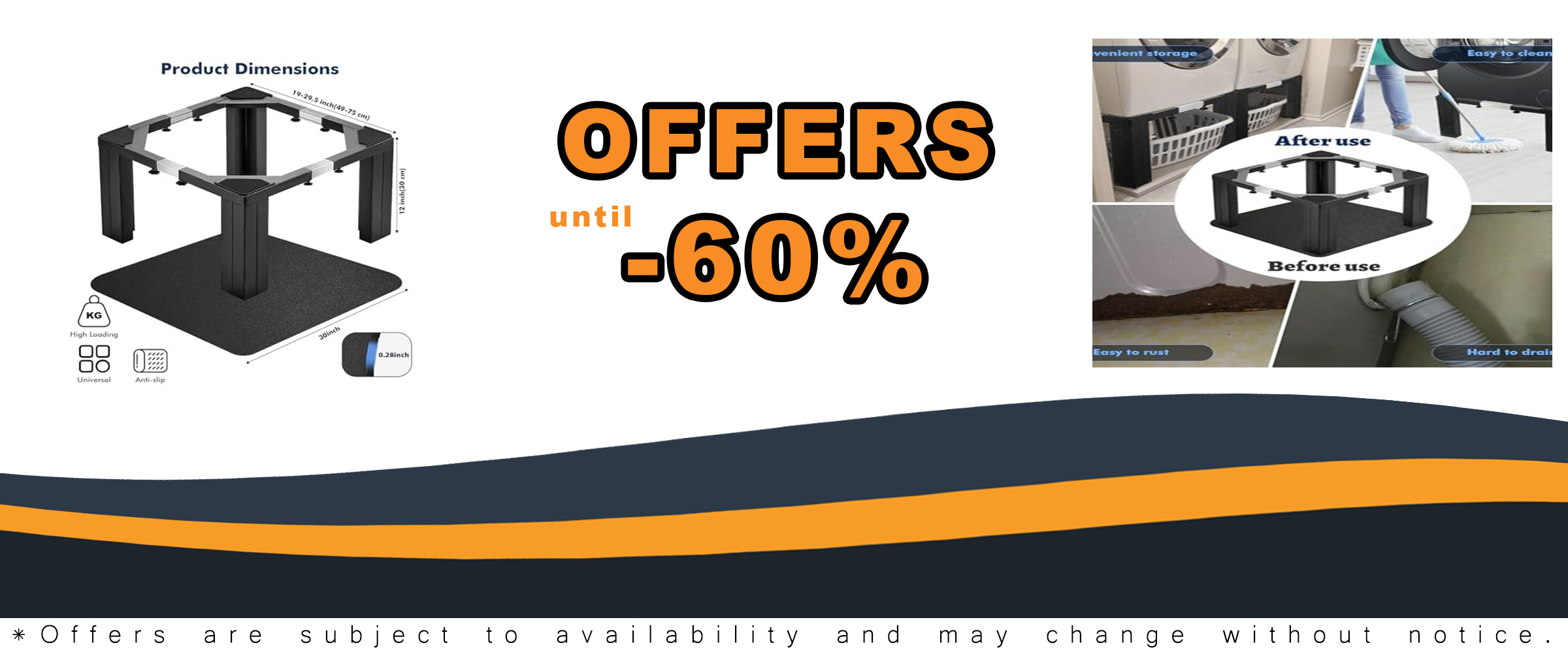 Full Size Heavy-Duty All Steel Washing Machine Stand with Non-Slip Pads  