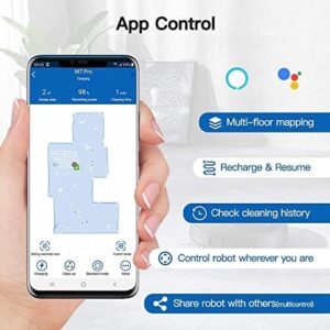 Proscenic M7 PRO robot vacuum cleaner with laser navigation, app control, and Alexa compatibility.