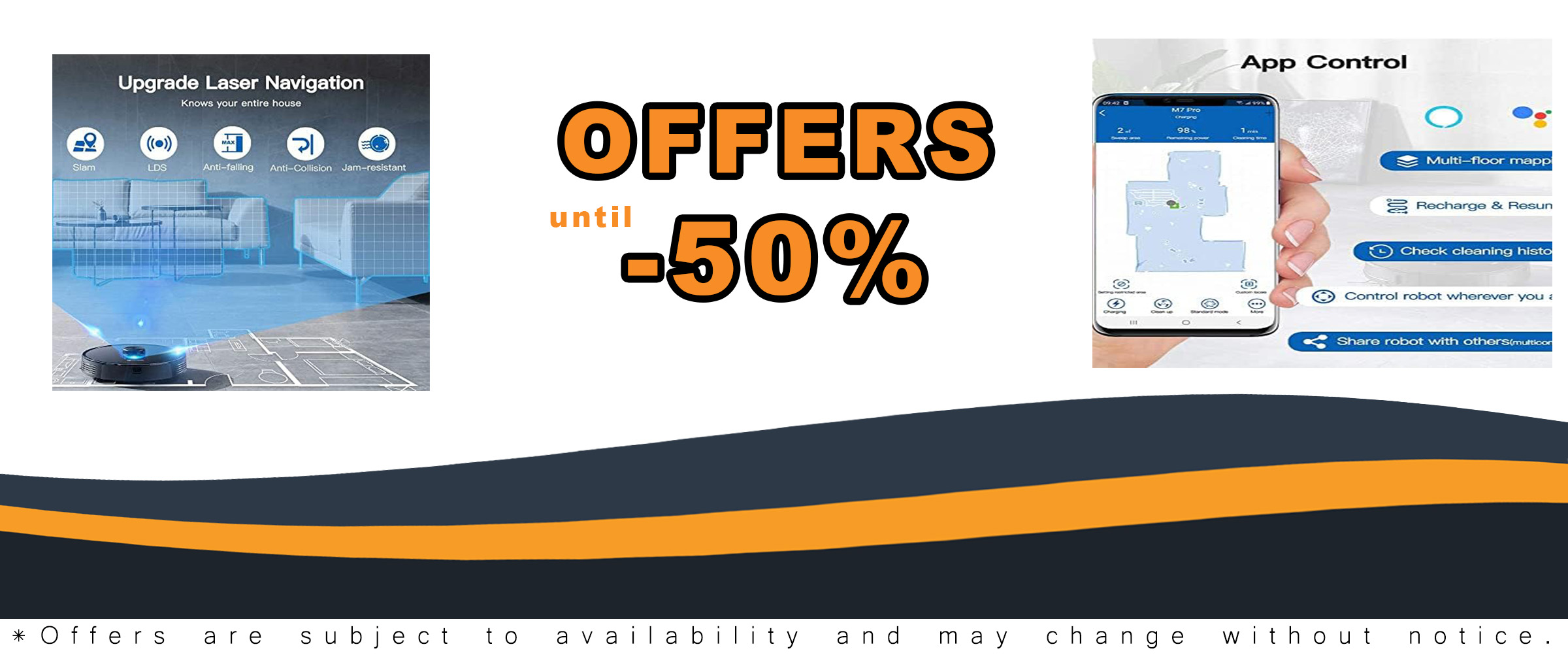 Proscenic M7 PRO robot vacuum cleaner with laser navigation, app control, and Alexa compatibility.