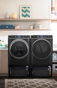 EZ Laundry 27" Upgraded Universal Fit Pedestal for Washer or Dryer in Black with Built-in Drain Pan