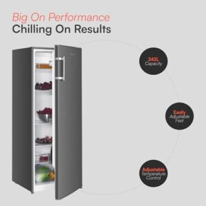 Cookology CTFR240IX Tall Freestanding Larder Fridge with 5 Adjustable Shelves and Reversible Door