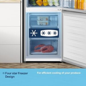 Fridgemaster MC55265ES 55cm Freestanding Fridge Freezer in Silver with LED Lighting