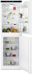 AEG 6000 Series Integrated Fridge Freezer with TwinTech Technology, No Frost, and 154/88L capacity in a sleek white finish 