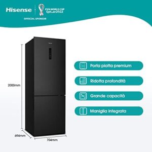 Hisense RB645N4BFE 495L Frost Free Fridge Freezer in Black