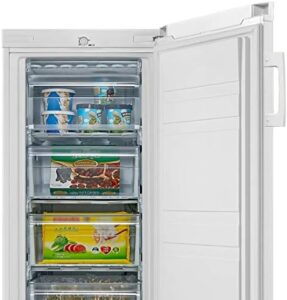 Cookology Tall Upright Fridge & Freezer Pack in White, side-by-side design with spacious storage