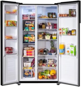Russell Hobbs RH90AFF201B Freestanding American Fridge Freezer with 442L Capacity and Super Freeze Function