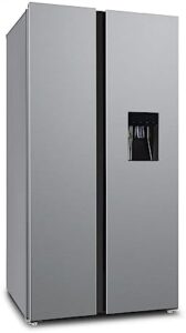 SIA Freestanding 2 Door American Fridge Freezer 627L with Ice & Water Dispenser in Silver