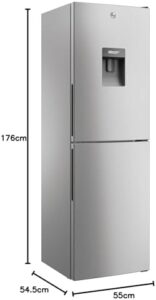 Hoover HOCT3L517EWSK-1 Freestanding Fridge Freezer with Water Dispenser in Silver