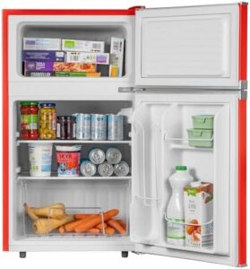 SIA RFM88R 88L Freestanding Under Counter Red Retro Fridge Freezer with LED Light