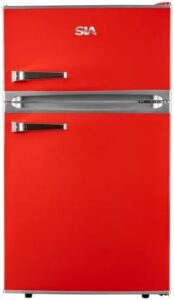 SIA RFM88R 88L Freestanding Under Counter Red Retro Fridge Freezer with LED Light