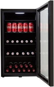 Cookology CBC98BK Under-Counter Fridge in Black, ideal for storing beer, wine, and drinks