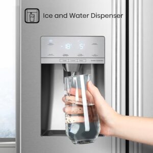 Hisense RS694N4ICF Freestanding American Side-by-Side Fridge Freezer with water and ice dispenser, stainless steel