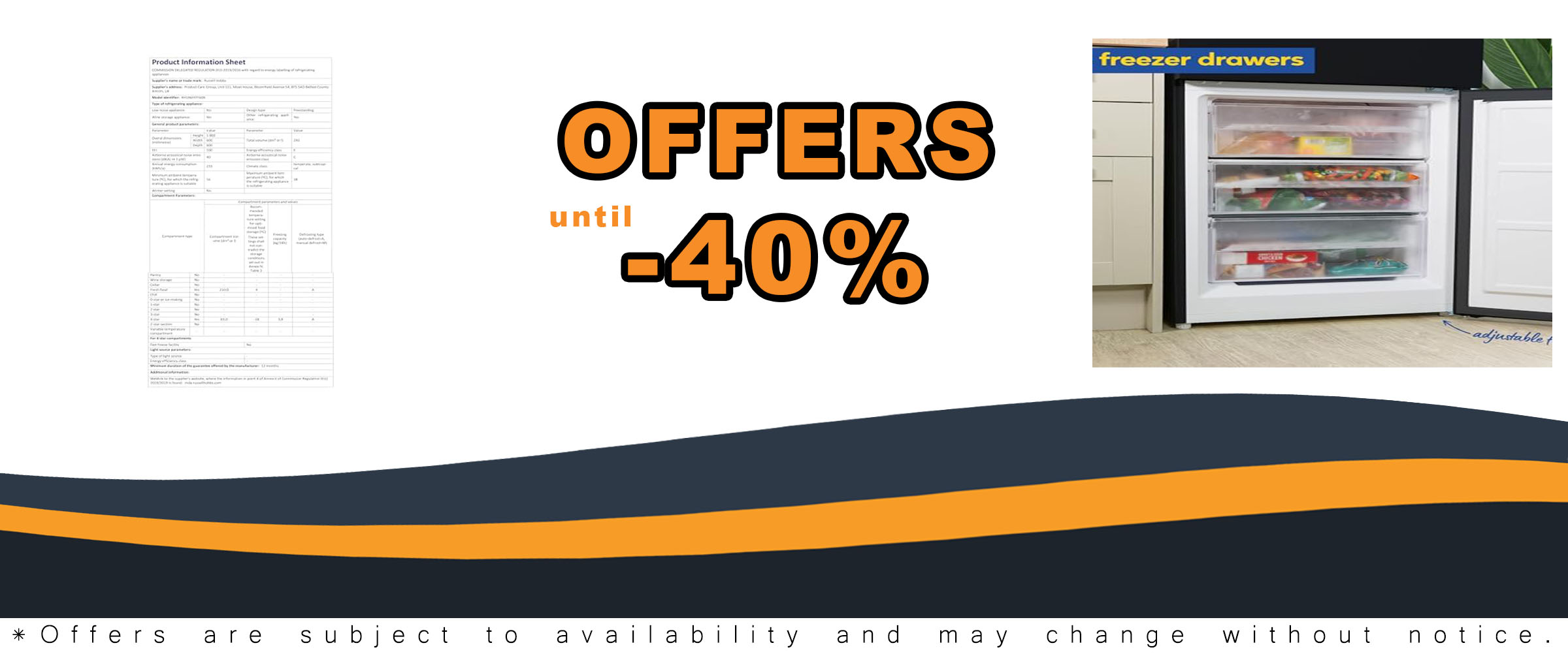 Russell Hobbs Freestanding Fridge Freezer in Black, 186x60cm, with Total No Frost Technology and Adjustable Thermostat