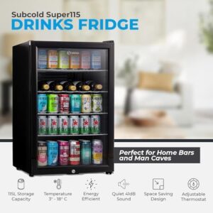 Subcold Super115 LED under-counter fridge with energy efficiency, LED light, and lock and key feature