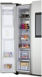 Samsung RS68N8941SL 613L American Style Fridge Freezer with touchscreen and Twin Cooling Plus technology in a sleek silver finish.  